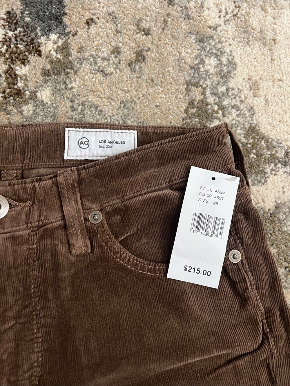 Ag Adriano Goldschmied Brown Corduroy Pants - Picture 2 of 4